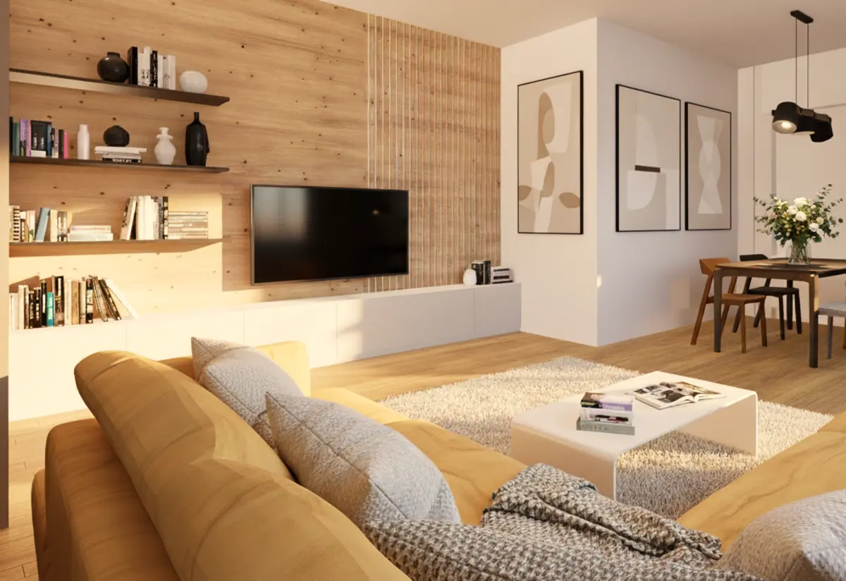 Architektonická vizualizace interiéru Byt 1.02 · Javor po rekonstrukci