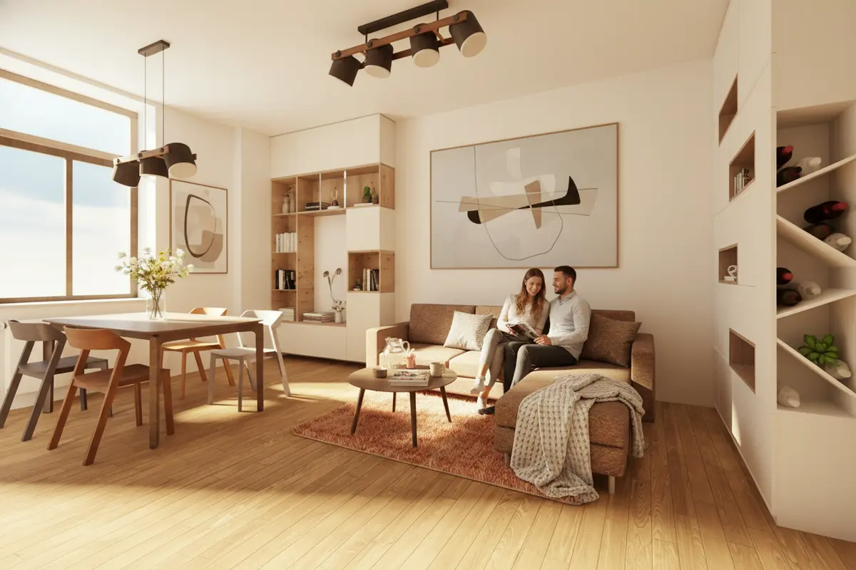 Architektonická vizualizace interiéru Byt 1.03 · Kaštan po rekonstrukci