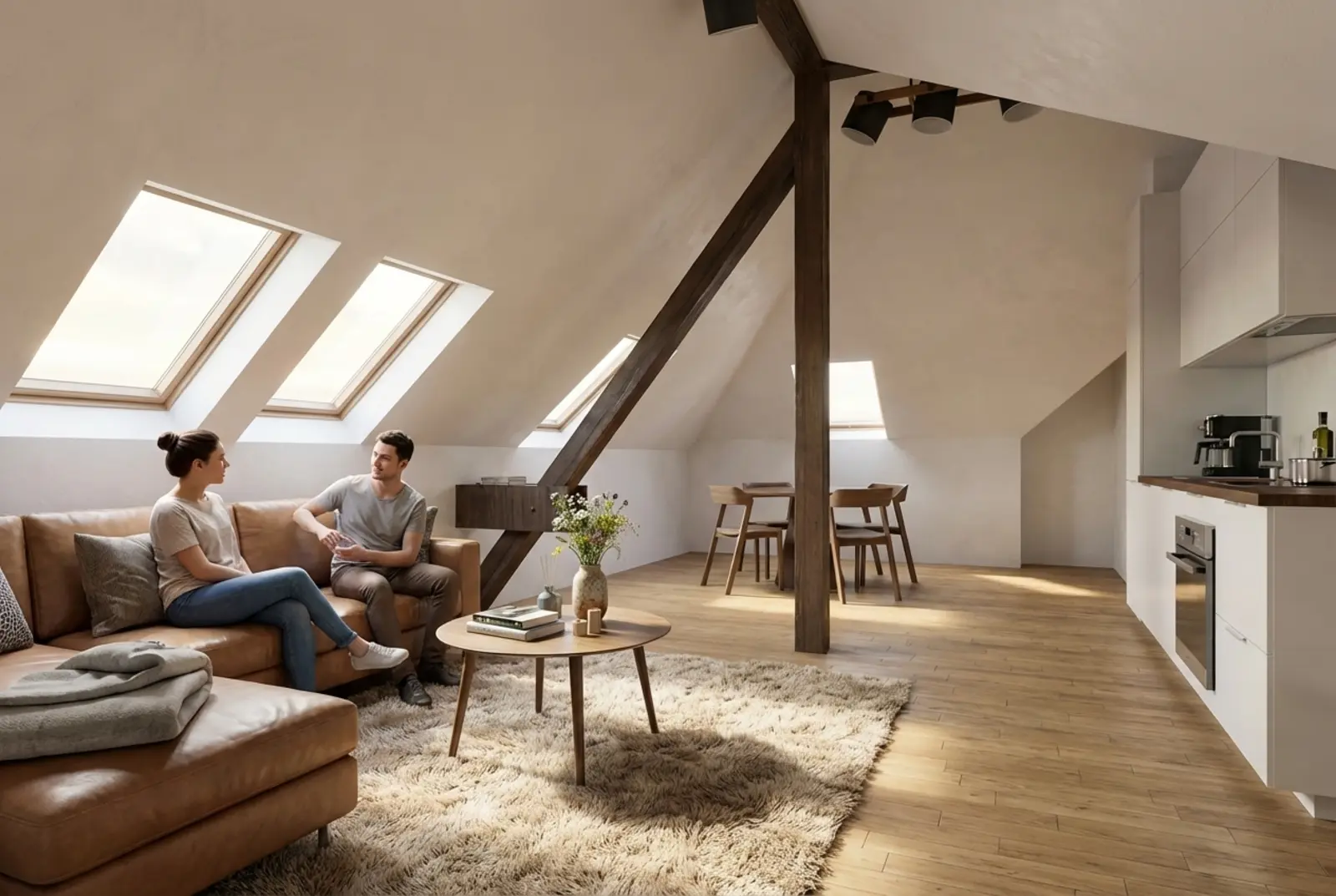 Architektonická vizualizace interiéru Byt 2.01 · Jasan po rekonstrukci