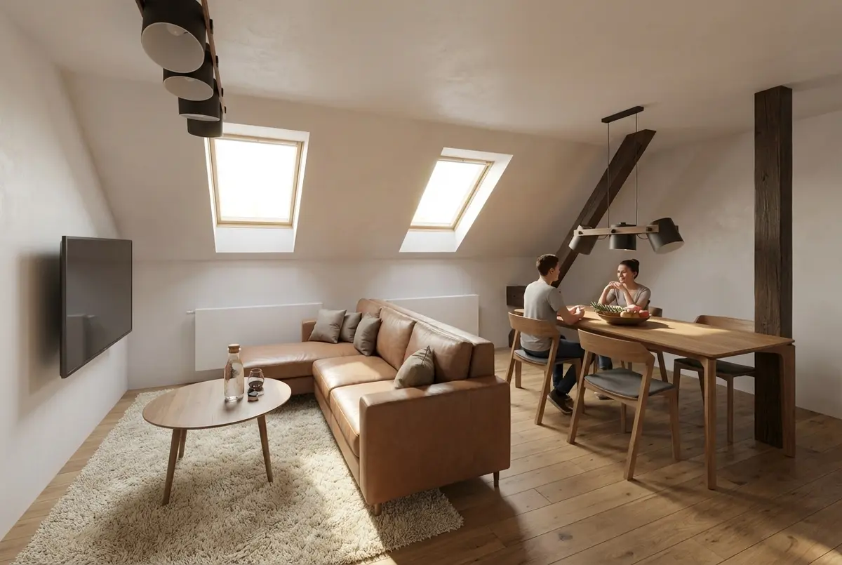 Architektonická vizualizace interiéru Byt 2.02 · Bříza po rekonstrukci