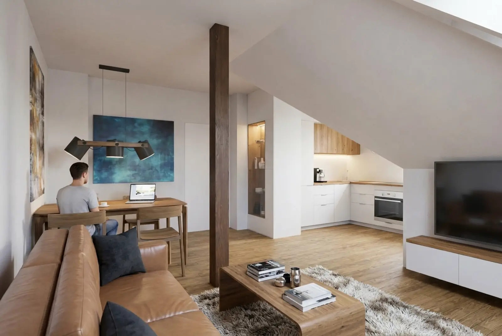 Architektonická vizualizace interiéru Byt 2.03 · Osika po rekonstrukci